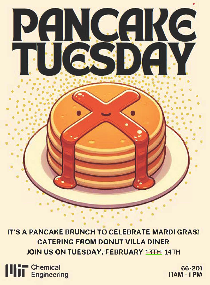 It’s a pancake brunch to celebrate mardi gras! Catering from Donut Villa Diner