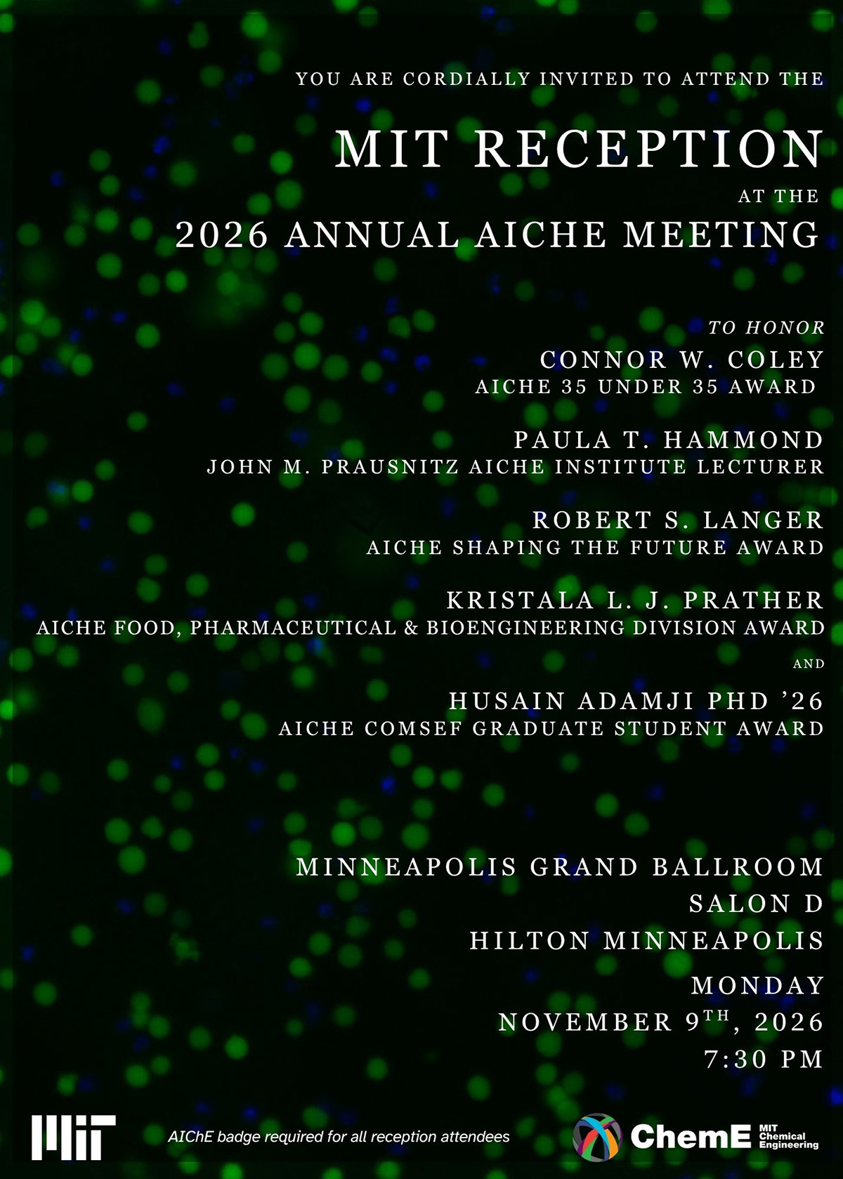 MIT Reception at the 2026 Annual AIChE Meeting